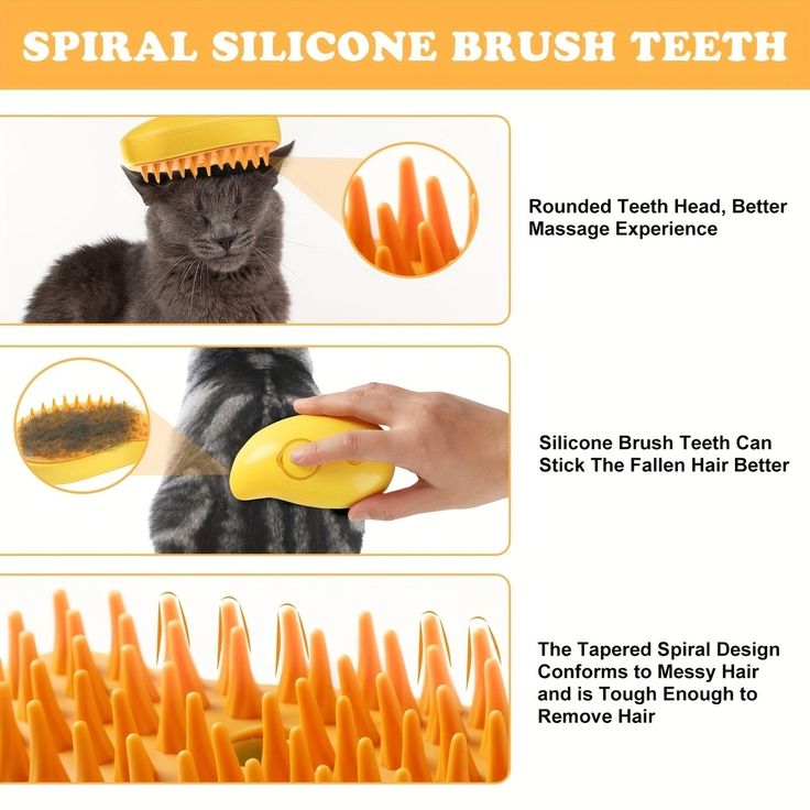3-in-1 Pet Steamy Brush – Electric Grooming, Shedding & Massage Tool for Cats & Dogs