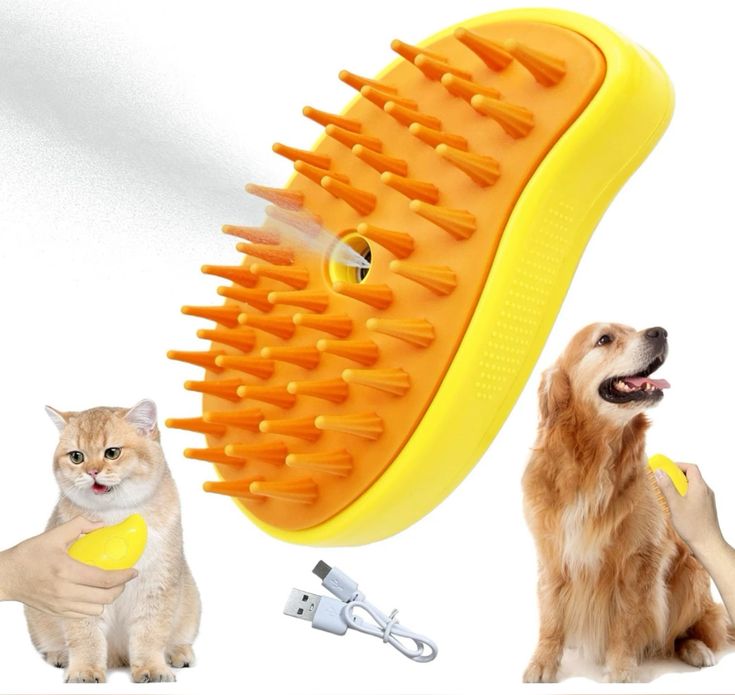 3-in-1 Pet Steamy Brush – Electric Grooming, Shedding & Massage Tool for Cats & Dogs