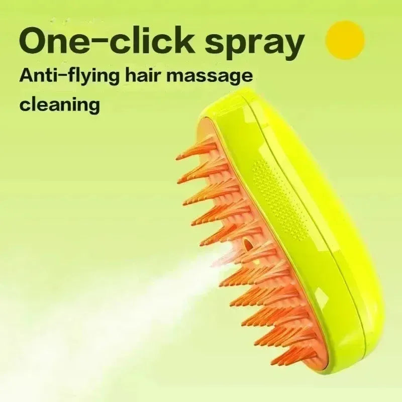 3-in-1 Pet Steamy Brush – Electric Grooming, Shedding & Massage Tool for Cats & Dogs