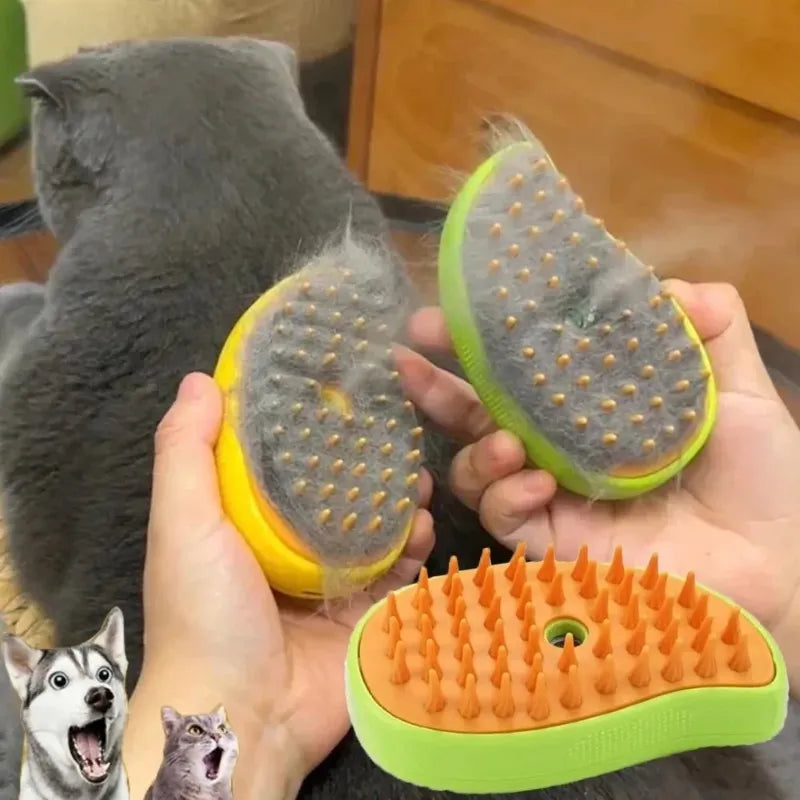 3-in-1 Pet Steamy Brush – Electric Grooming, Shedding & Massage Tool for Cats & Dogs