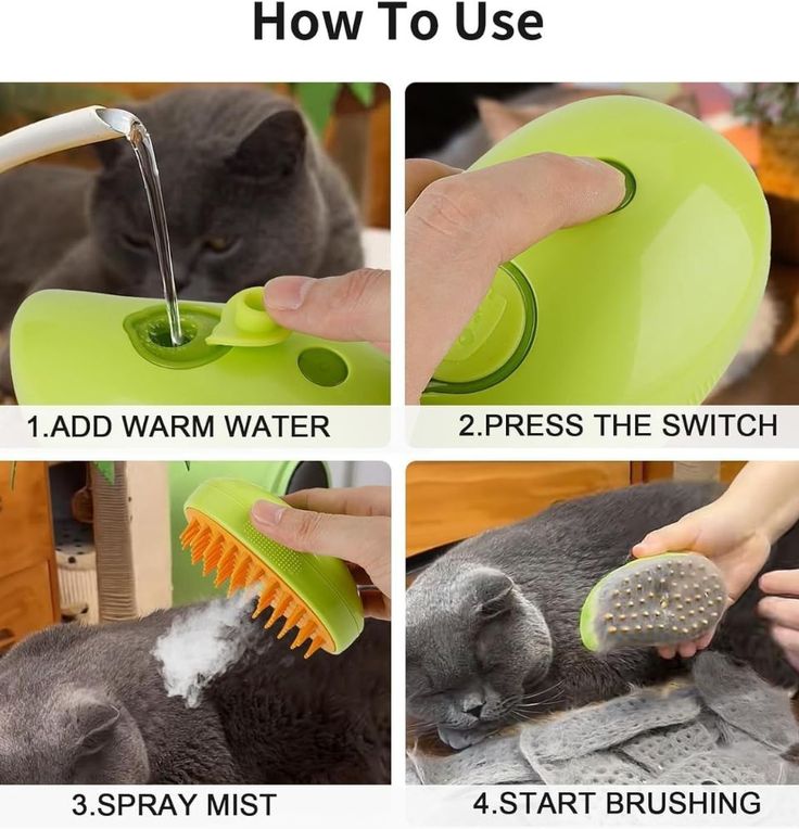 3-in-1 Pet Steamy Brush – Electric Grooming, Shedding & Massage Tool for Cats & Dogs