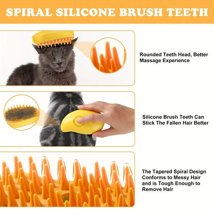 3-in-1 Pet Steamy Brush – Electric Grooming, Shedding & Massage Tool for Cats & Dogs