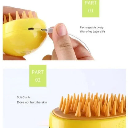 3-in-1 Pet Steamy Brush – Electric Grooming, Shedding & Massage Tool for Cats & Dogs
